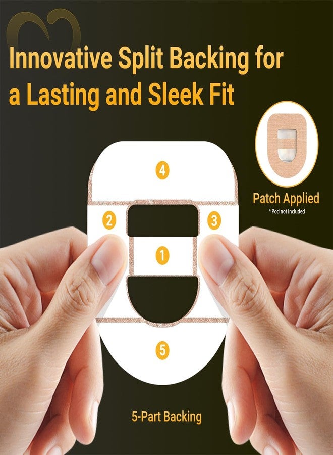 Amolyfe عبوة من 40 لاصقة طبية لأومنيبود 5، لاصقات أموليف أومنيبود 5 مقاومة للماء مع حزام قابل للتمدد، ظهر مقسم مُحسَّن لسهولة الاستخدام، قابلة للتهوية، لاصق طبي (لون بني فاتح) - Image 4